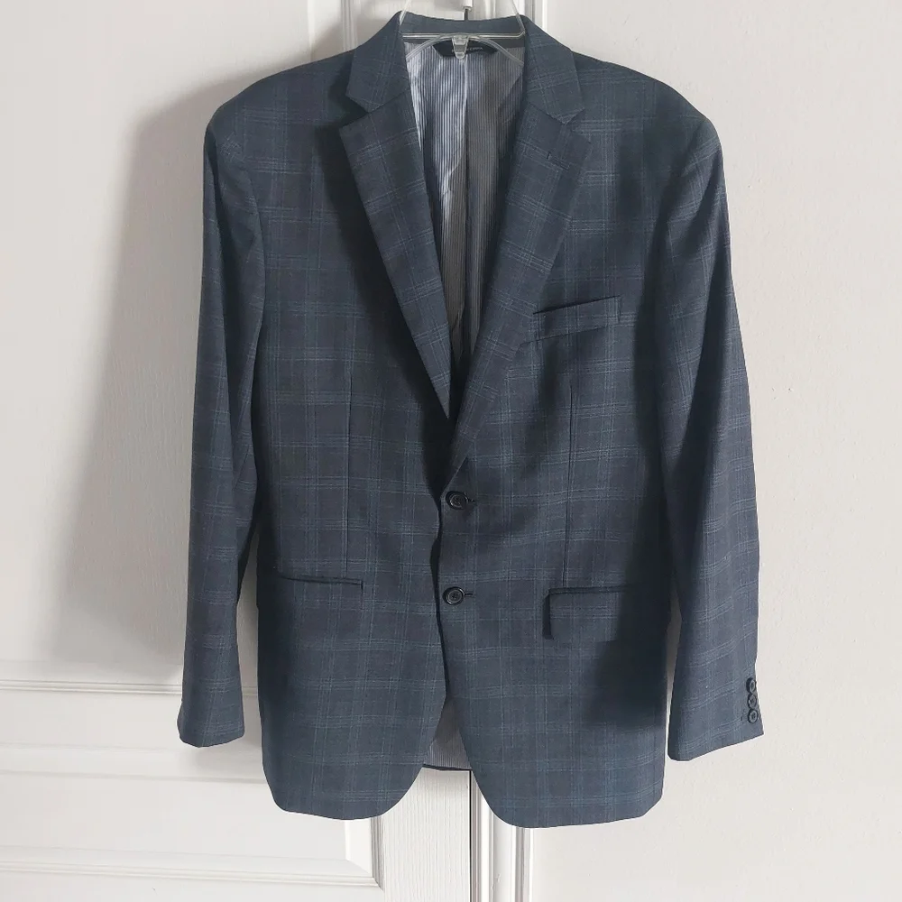 Banana Republic Blazer Sport Coat Size 38R Tailored Fit Plaid Two Button Wool